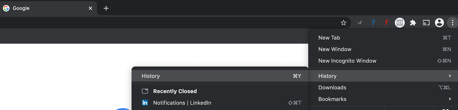How to find a webpage you visited last week in Chrome, reopen closed tab