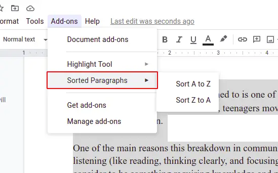How to alphabetize in Google Docs