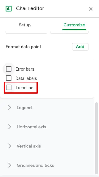 How to add a trendline in Google Sheets