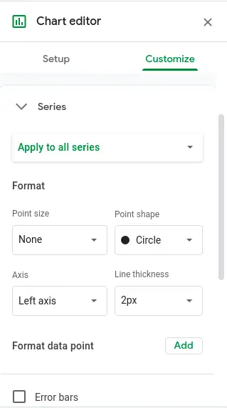 Steps to add a trendline in Google Sheets