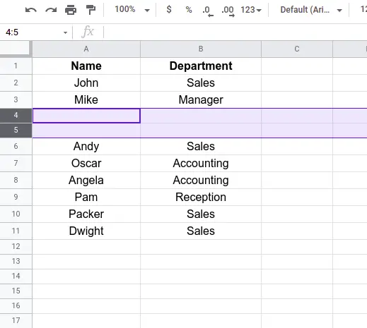 How to insert multiple rows in Google sheets
