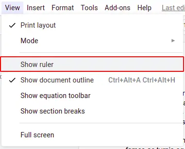 How to do hanging indent on google docs