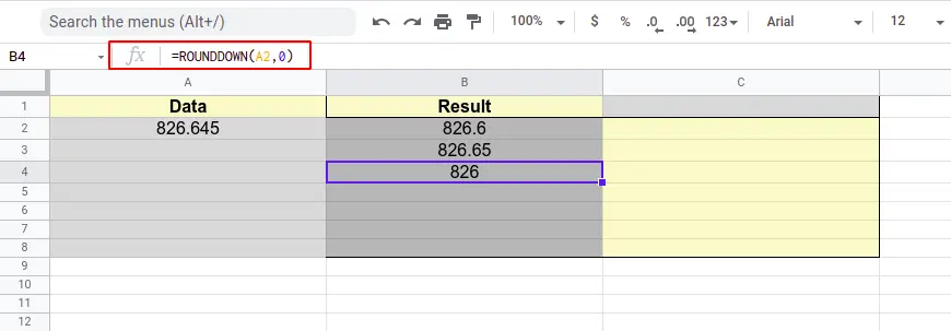 How to round in google sheets