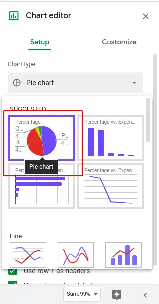 How to make a pie chart in google sheets
