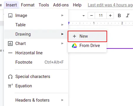 Steps to insert border in Google Docs using an image