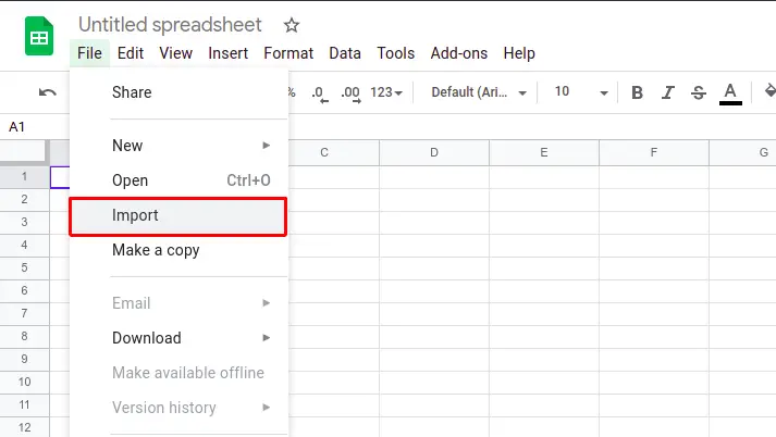 Open CSV file in Google Sheets