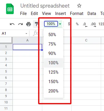 Zoom-In and Zoom-Out in Google Sheets