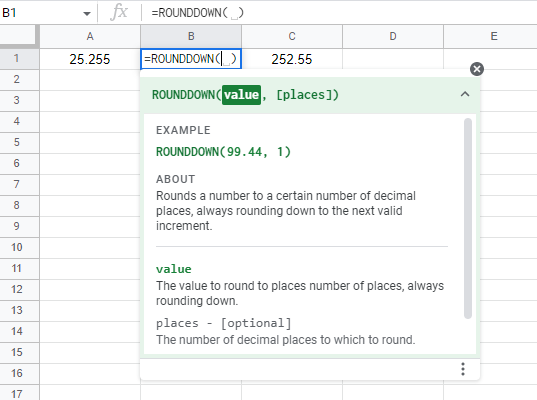 Round Numbers in Google Sheets