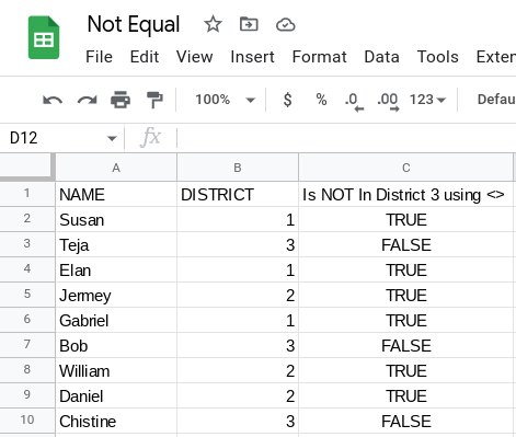 How To Use Not Equal Symbol In Google Sheets

