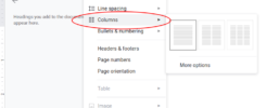 add columns in Google Docs
